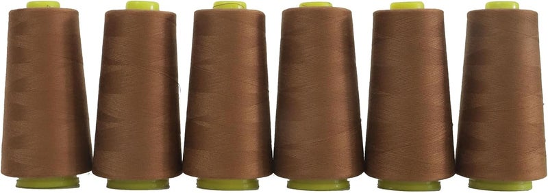 AMOHilos Polyester Sewing Thread All Purpose Knotless 40S/2 (Tex27) 6 Cones of 2750 Yards Each Spool Thread Total 16500 Yards for Serger Sewing Machine Quilting Piecing Overlock Hand Stitching (Toast) - Image 1